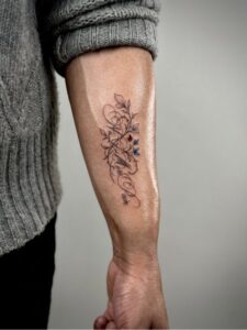 Cursive Script with Floral Vine Forearm Tattoo Design Inkbulb