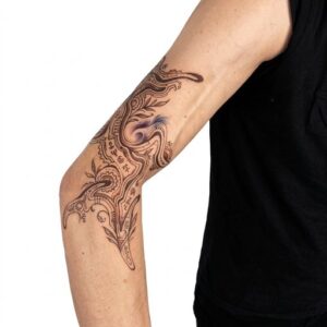 Mechanical Circuit and Bio-organic Arm Tattoo Design Inkbulb