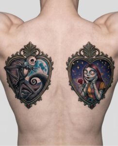 Jack Skellington and Sally Portrait Back Tattoo Design Inkbulb