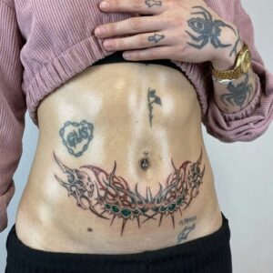 Flames Belly Tattoo Design Inkbulb