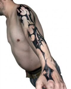 Tribal Fluid Abstract Full Arm Tattoo Design Inkbulb