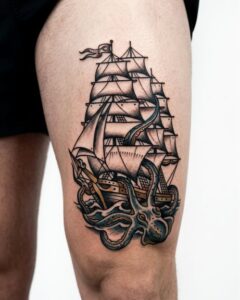 Ship Sea Arm Hand Tattoo Design Inkbulb