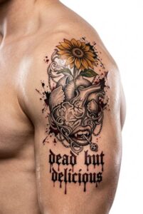 Flowers Death Arm Hand Tattoo Design Inkbulb
