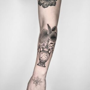 Vase Flowers Arm Hand Tattoo Design Inkbulb